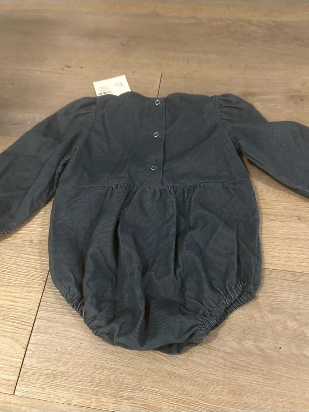 Embroidered Grey Corduroy Baby girl Romper